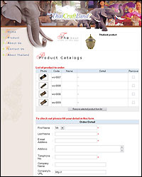 Shopping cart view page of website thaicraftland.com